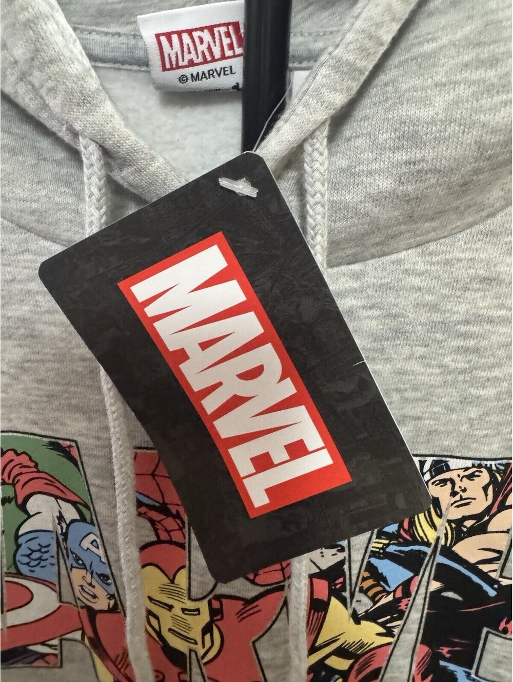 Marvel Avengers Hoodie Mens L Gray Comic Graphic Pullover Sweatshirt Official - Picture 3 of 6